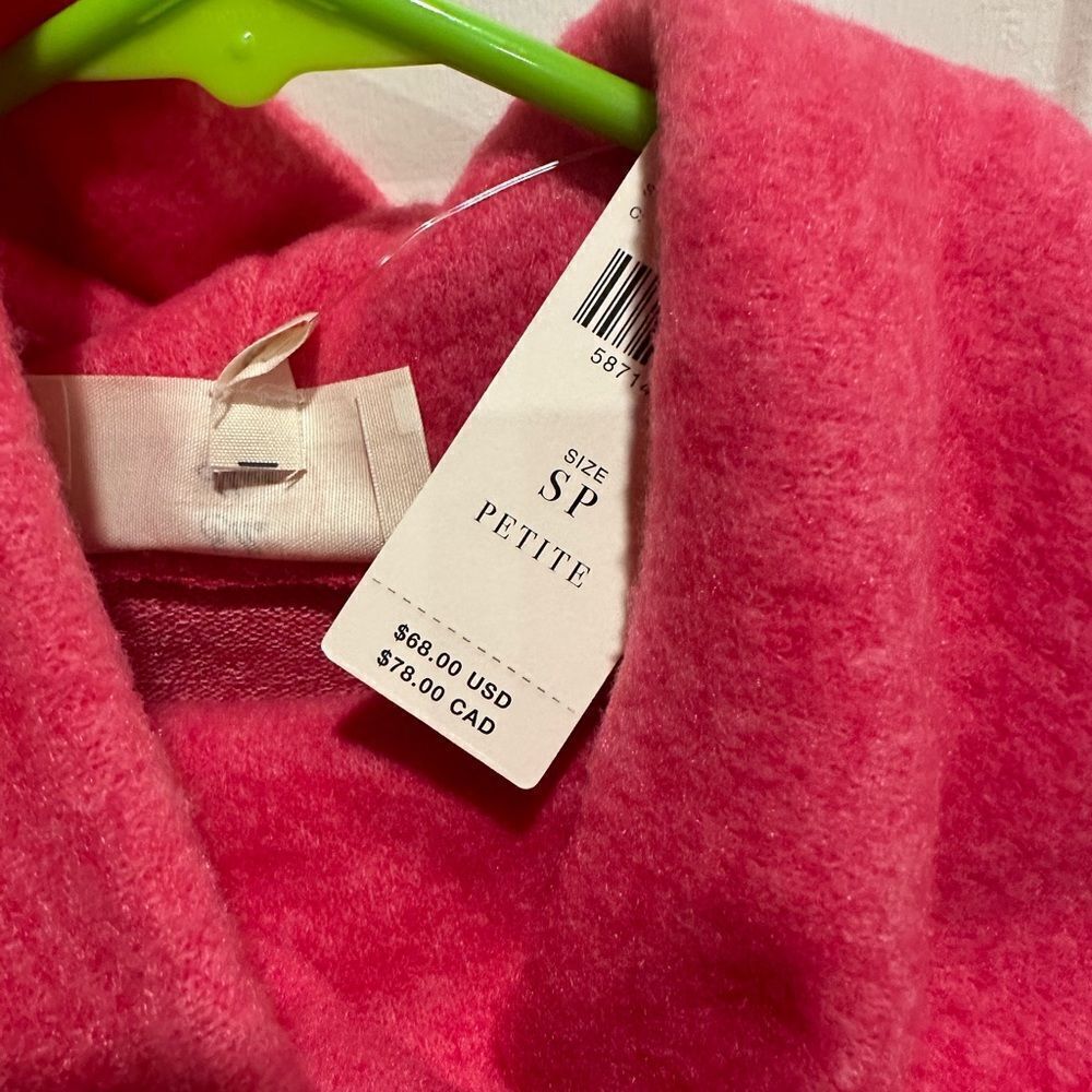 Anthropologie small fuzzy sweater cowl turtleneck pink - Picture 6 of 7
